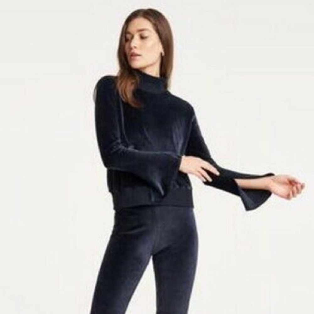 CALE Gabrielle Velour Mockneck Sweater